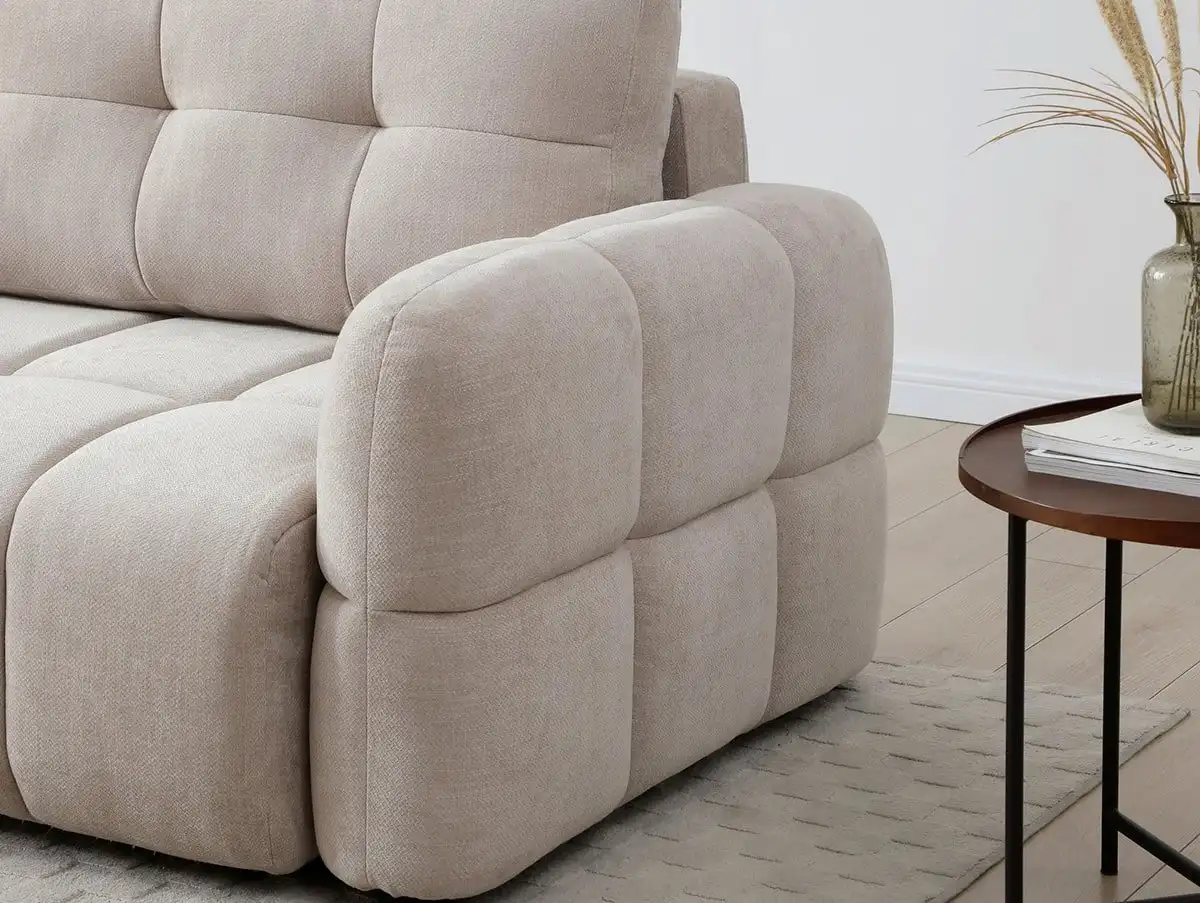 Kyoto Kyoto Morgan Taupe Chenille Fabric Corner Sofa Bed