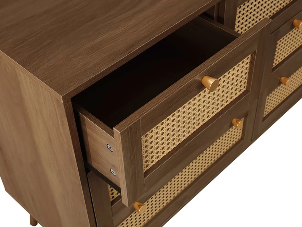 Birlea Birlea Croxley Rattan and Walnut 7 Drawer Chest of Drawers