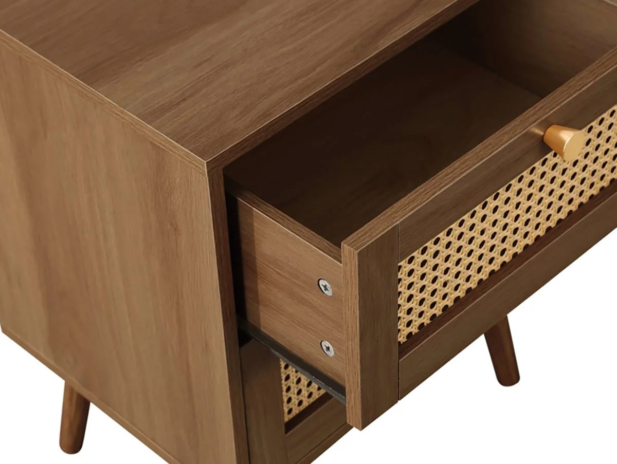 Birlea Birlea Croxley Rattan and Walnut 2 Drawer Bedside Table