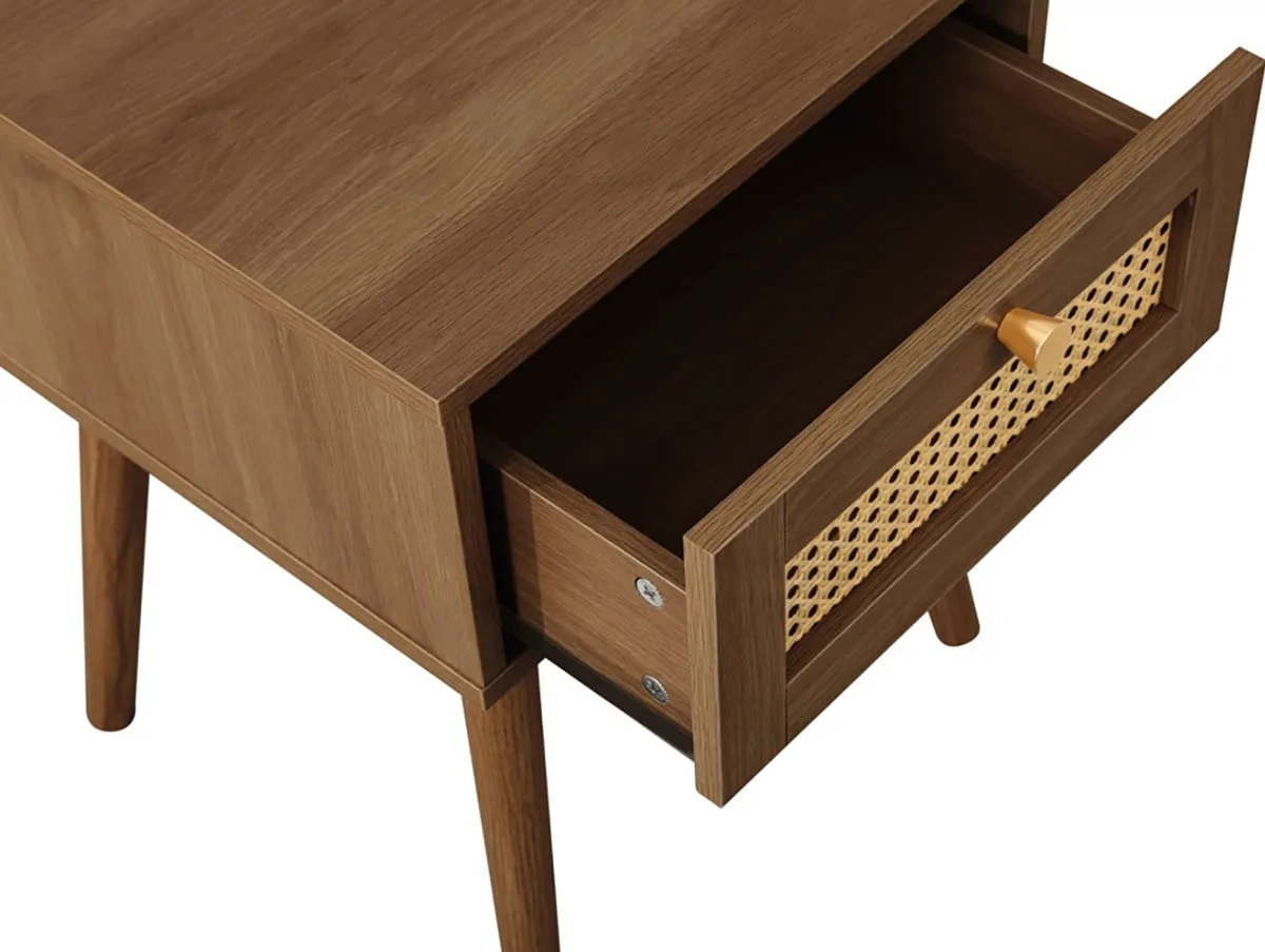 Birlea Birlea Croxley Rattan and Walnut 1 Drawer Bedside Table