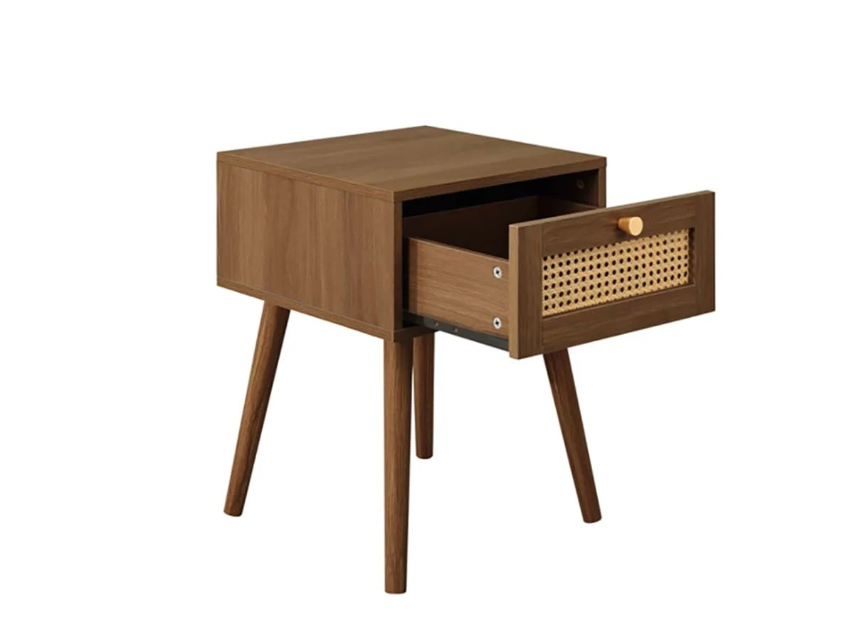 Birlea Birlea Croxley Rattan and Walnut 1 Drawer Bedside Table