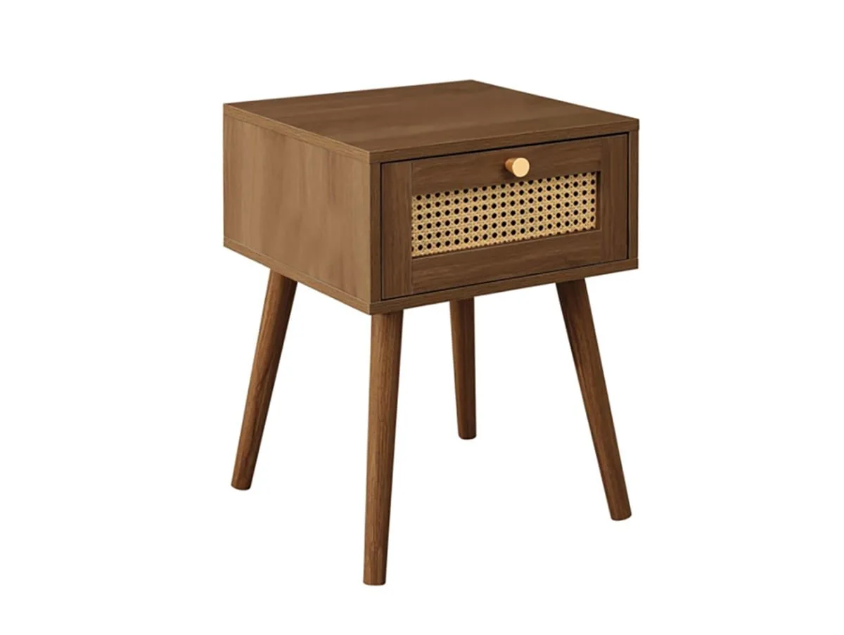 Birlea Birlea Croxley Rattan and Walnut 1 Drawer Bedside Table