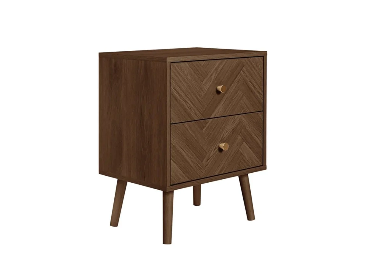 Birlea Birlea Herringford Walnut 2 Drawer Bedside Table