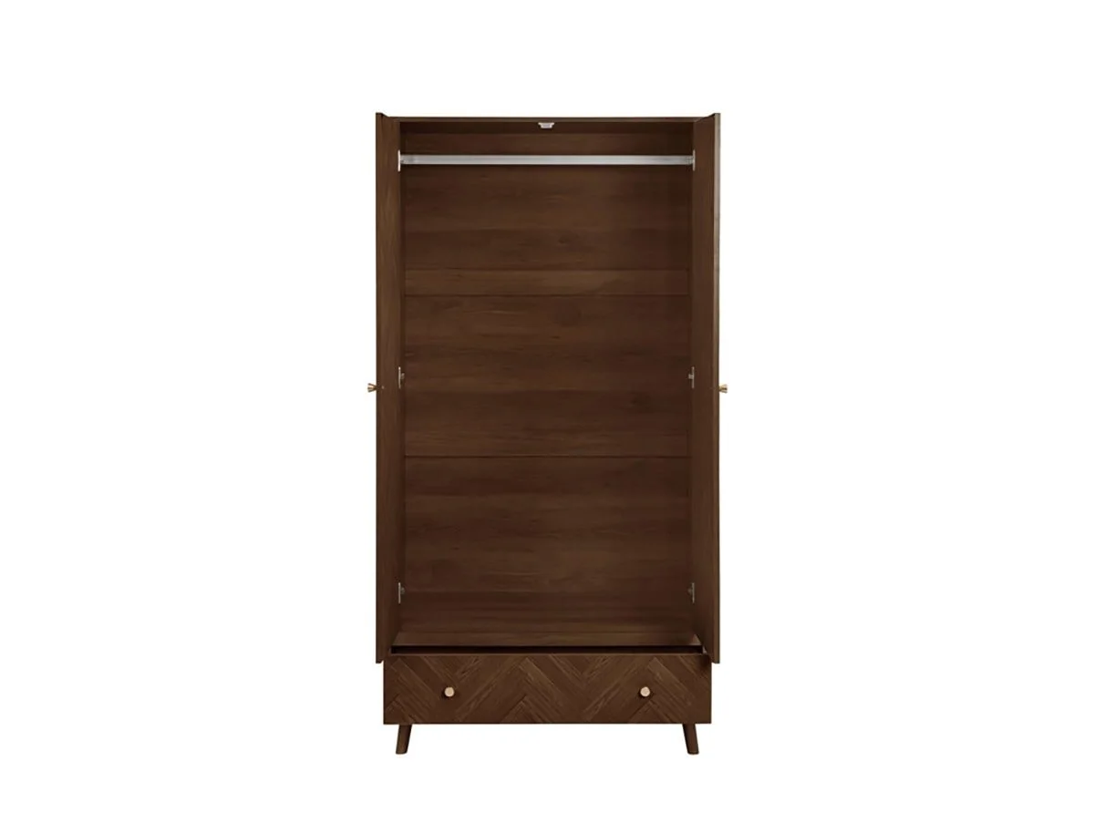 Birlea Birlea Herringford Walnut 2 Door 1 Drawer Wardrobe
