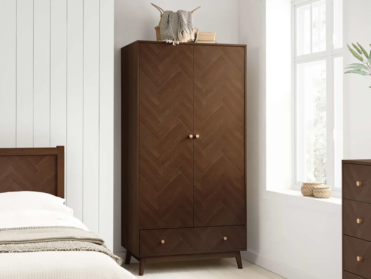 Birlea Birlea Herringford Walnut 2 Door 1 Drawer Wardrobe