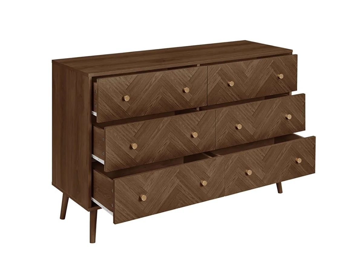 Birlea Birlea Herringford Walnut 6 Drawer Chest of Drawers