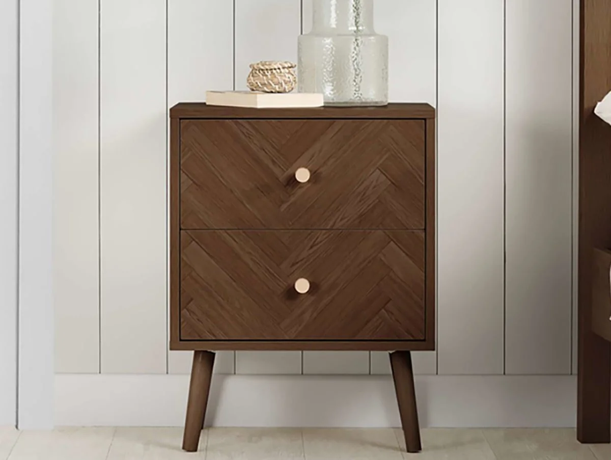 Birlea Birlea Herringford Walnut 2 Drawer Bedside Table