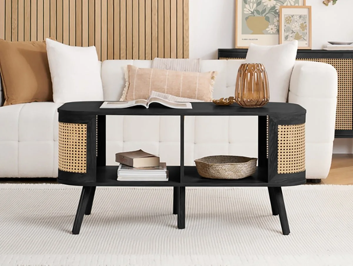 Birlea Birlea Noah Rattan and Black Coffee Table