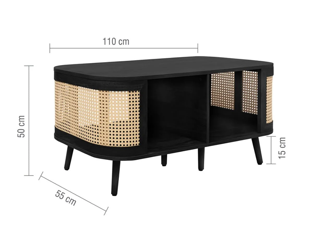 Birlea Birlea Noah Rattan and Black Coffee Table