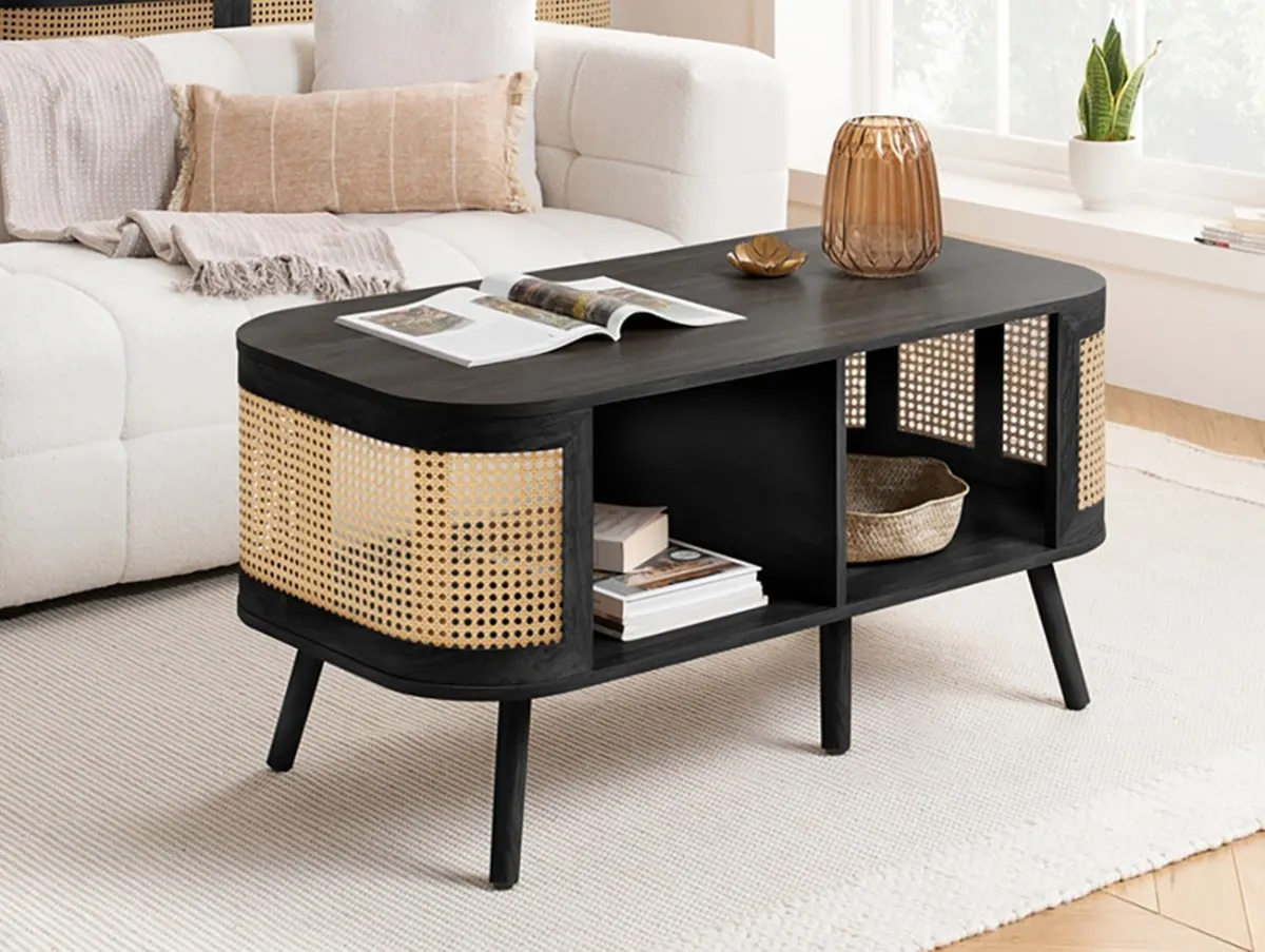 Birlea Birlea Noah Rattan and Black Coffee Table