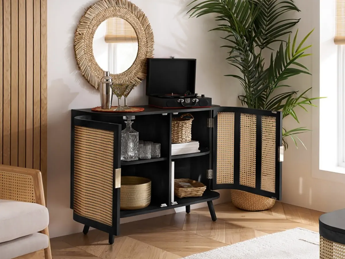 Birlea Birlea Noah Rattan and Black 2 Door Sideboard