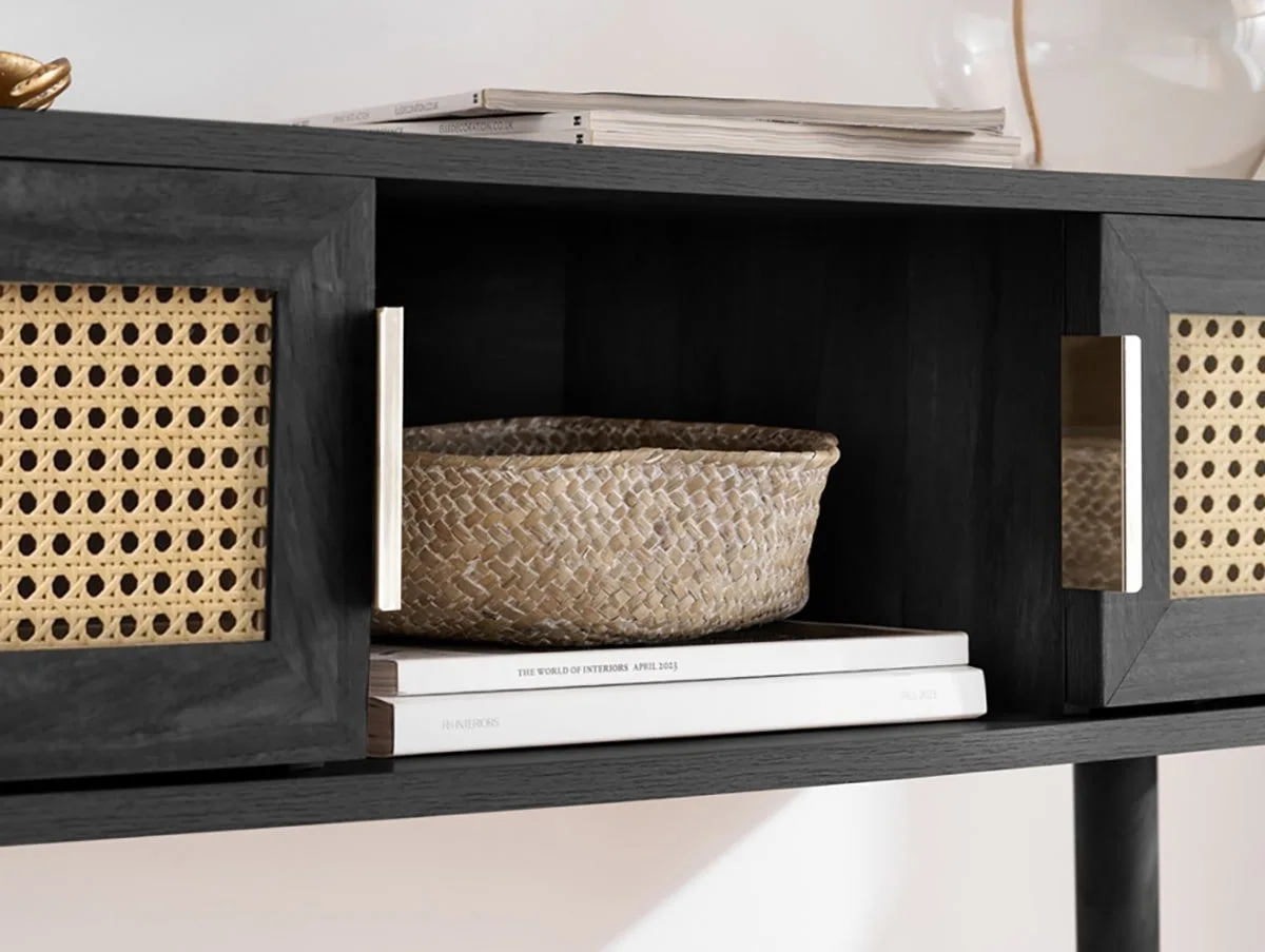 Birlea Birlea Noah Rattan and Black 2 Door Console Table