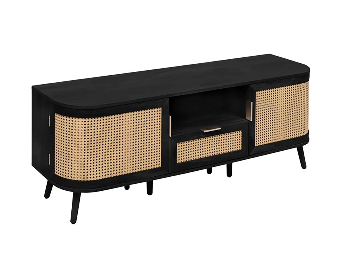 Birlea Birlea Noah Rattan and Black 2 Door 1 Drawer TV Cabinet