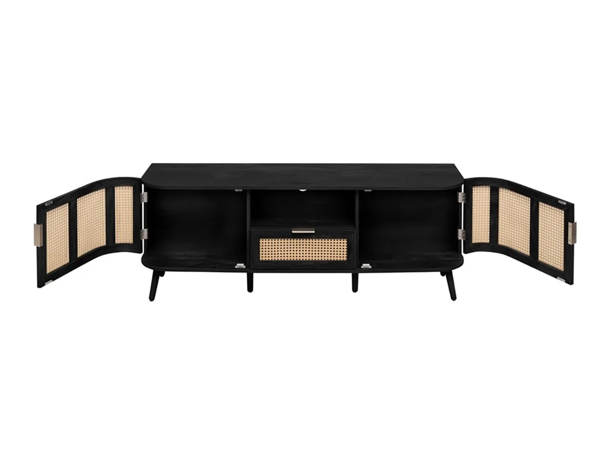 Birlea Birlea Noah Rattan and Black 2 Door 1 Drawer TV Cabinet