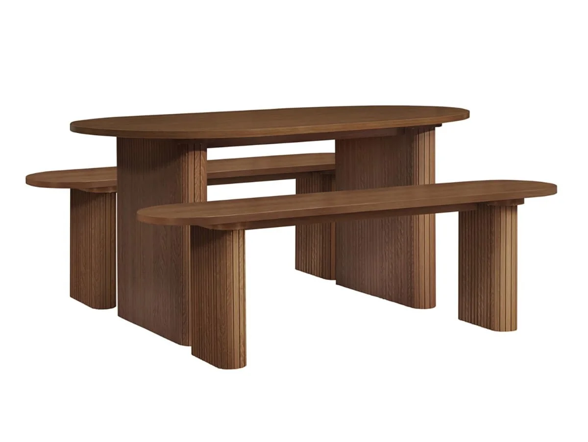 Birlea Birlea Axel Walnut 160cm Dining Table & 2 Bench Set
