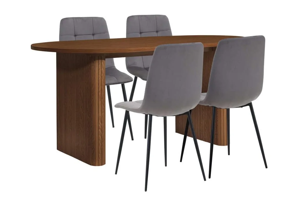 Birlea Birlea Axel Walnut 160cm Dining Table & 4 Chair Set