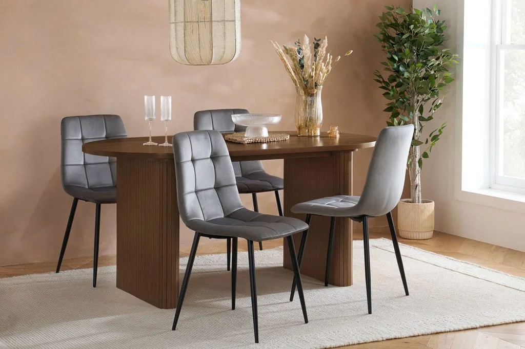 Birlea Birlea Axel Walnut 160cm Dining Table & 4 Chair Set