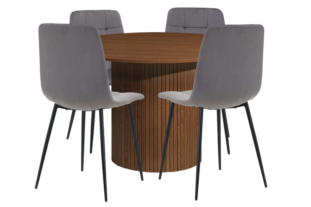 Birlea Birlea Axel Walnut Round Dining Table & 4 Chair Set