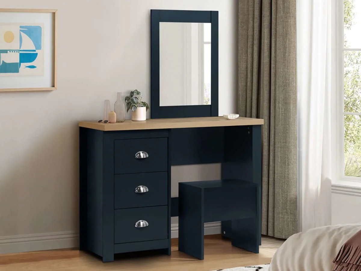 Birlea Birlea Highgate Navy and Oak Dressing Table with Stool