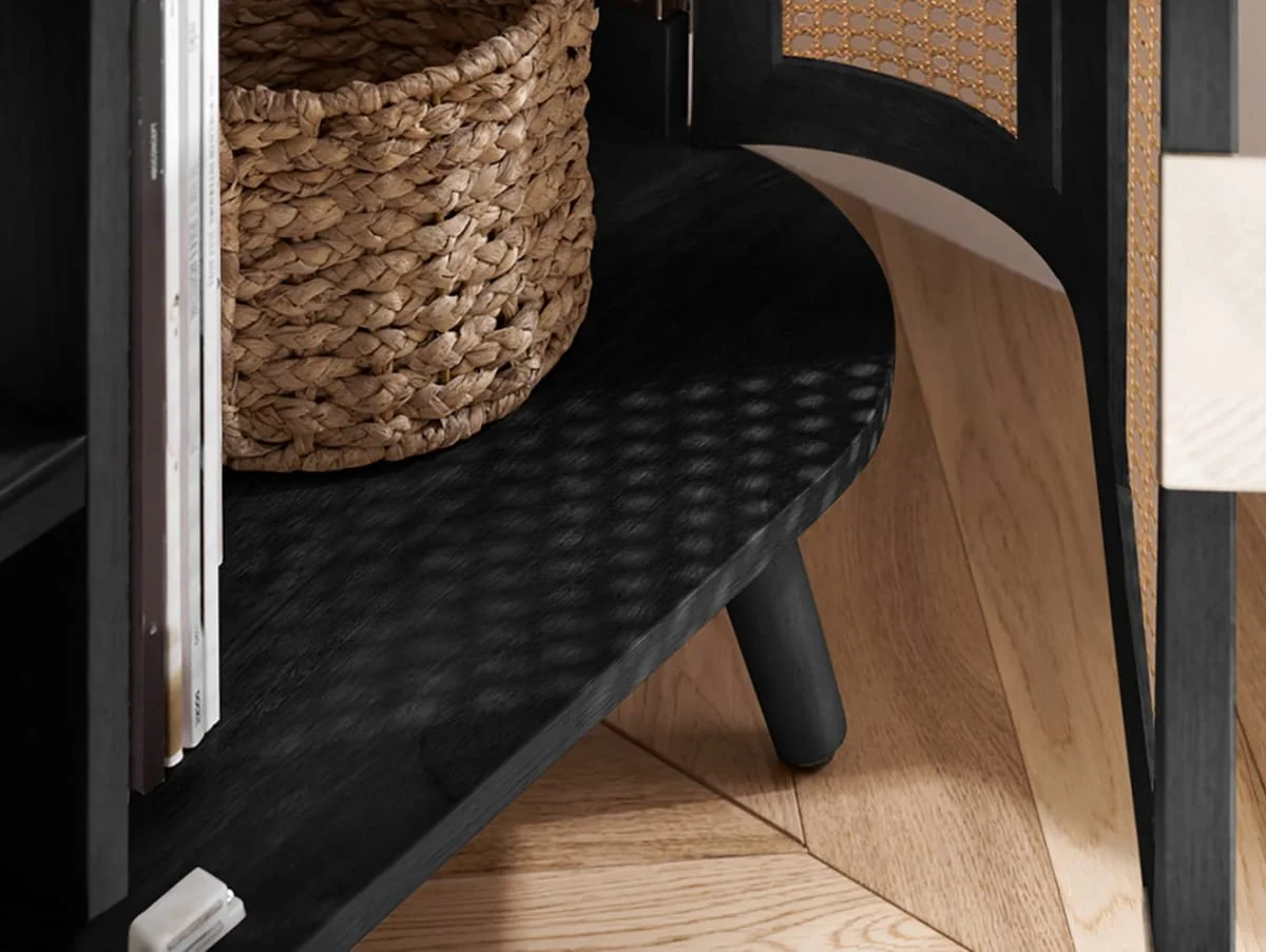 Birlea Birlea Noah Black and Rattan Small TV Unit