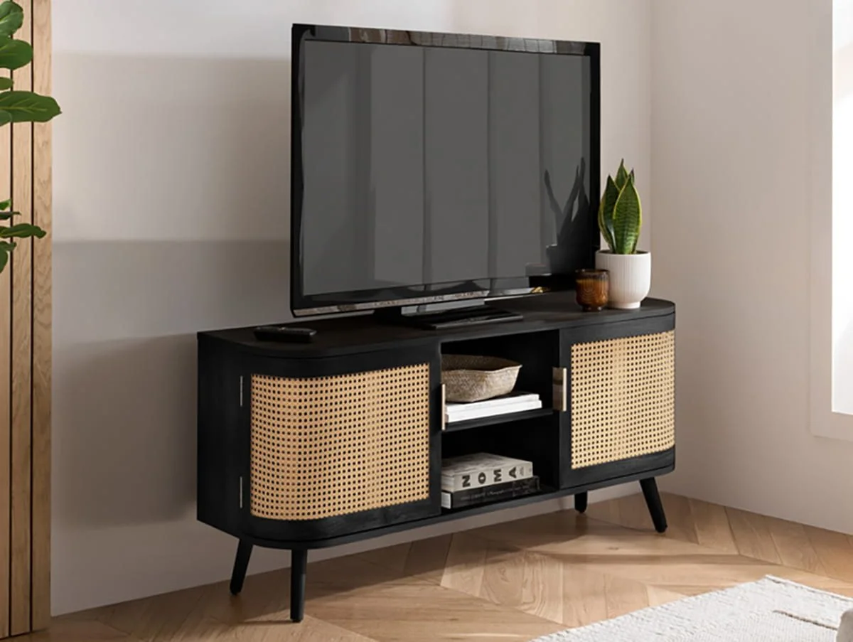 Birlea Birlea Noah Black and Rattan Small TV Unit