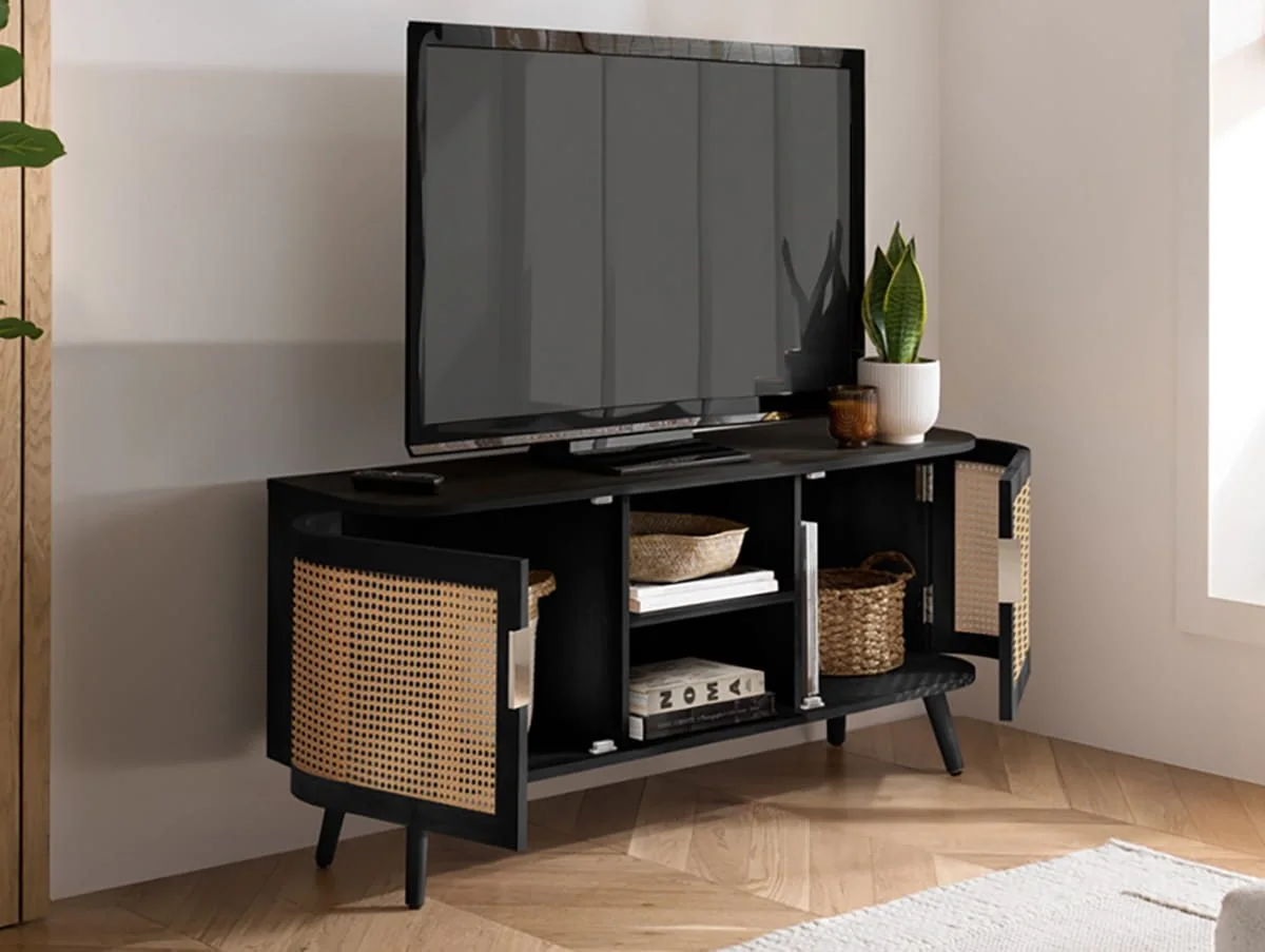 Birlea Birlea Noah Black and Rattan Small TV Unit