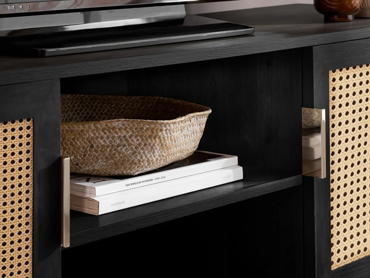 Birlea Birlea Noah Black and Rattan Small TV Unit