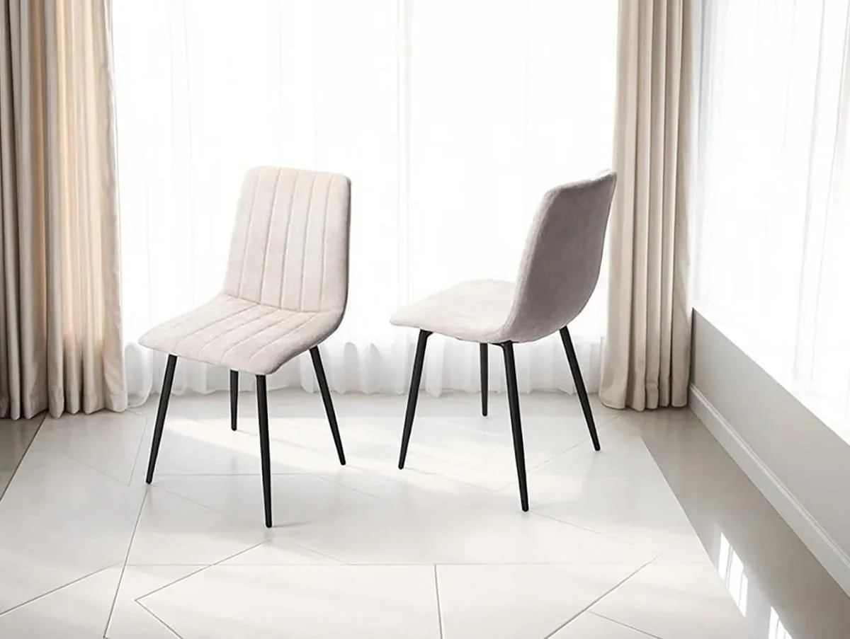 Core Core Aspen Straight Stitch Set of 2 Natural Cord Fabric Dining Chairs