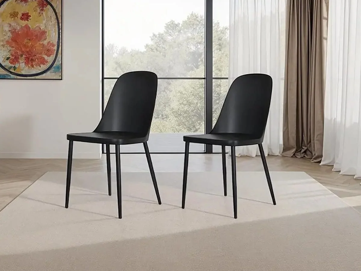Core Core Aspen Duo Chair Set of 2 Black Plastic Seats