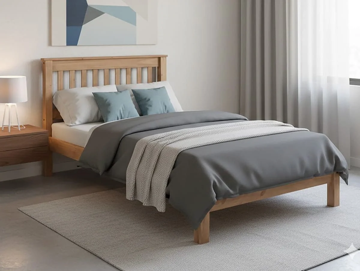 Core Core Corona Antique Waxed Pine Wooden Bed Frame