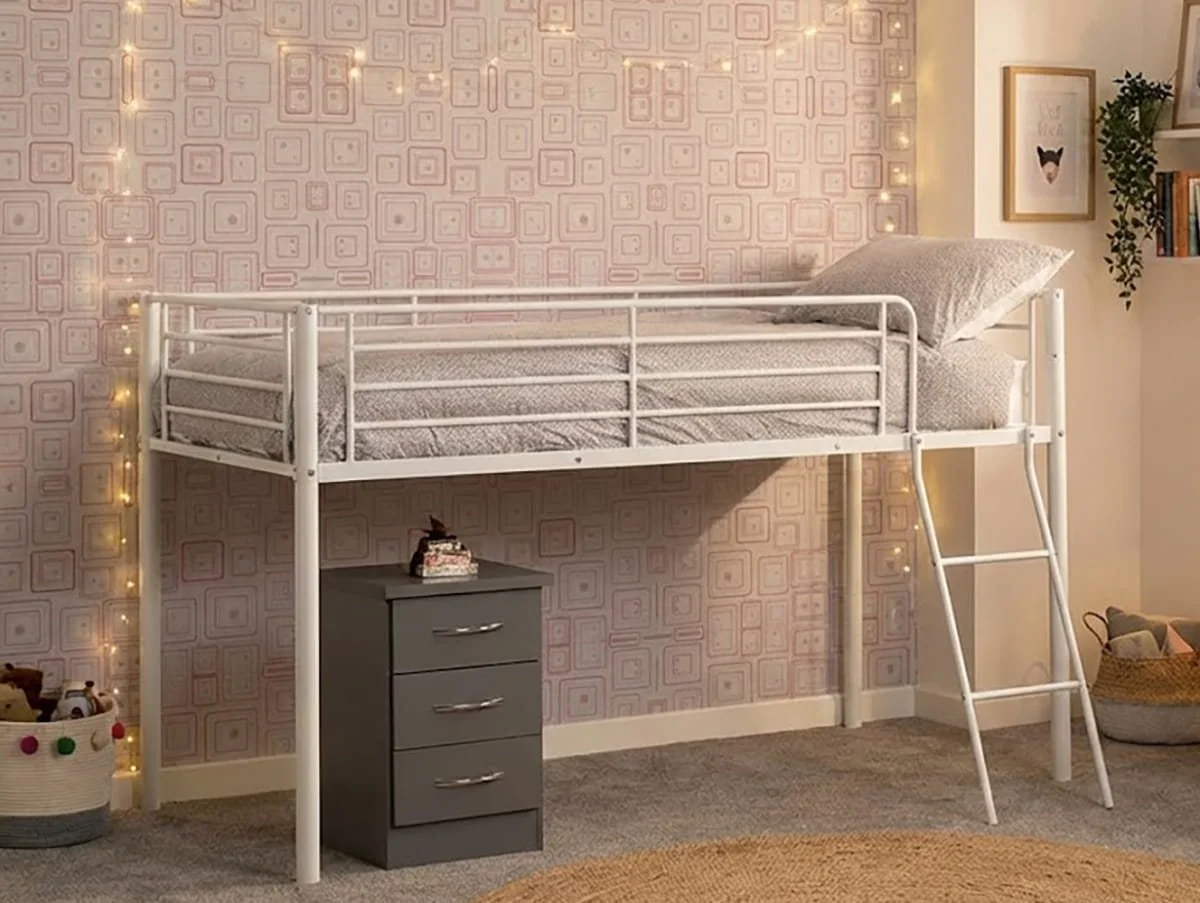 Seconique Seconique Kora White Metal Mid Sleeper Bed Frame