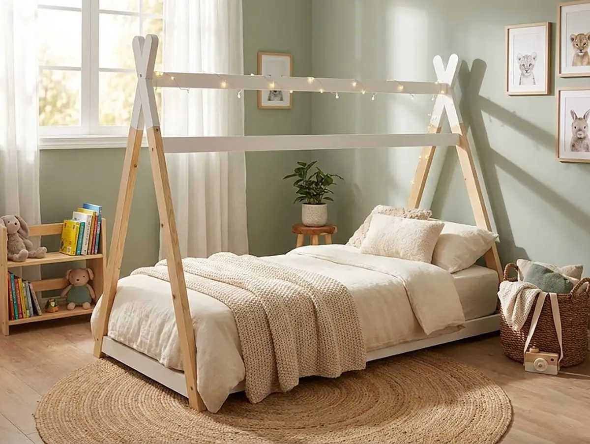 Kidsaw Kidsaw Jinsen White Wooden Toddler House Bed
