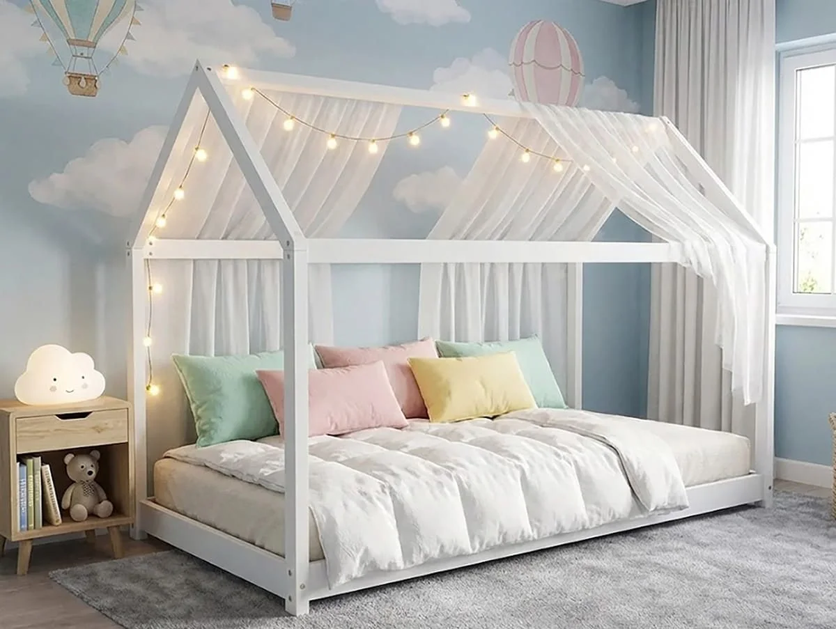 Kidsaw Kidsaw Jinsen White Wooden House Bed