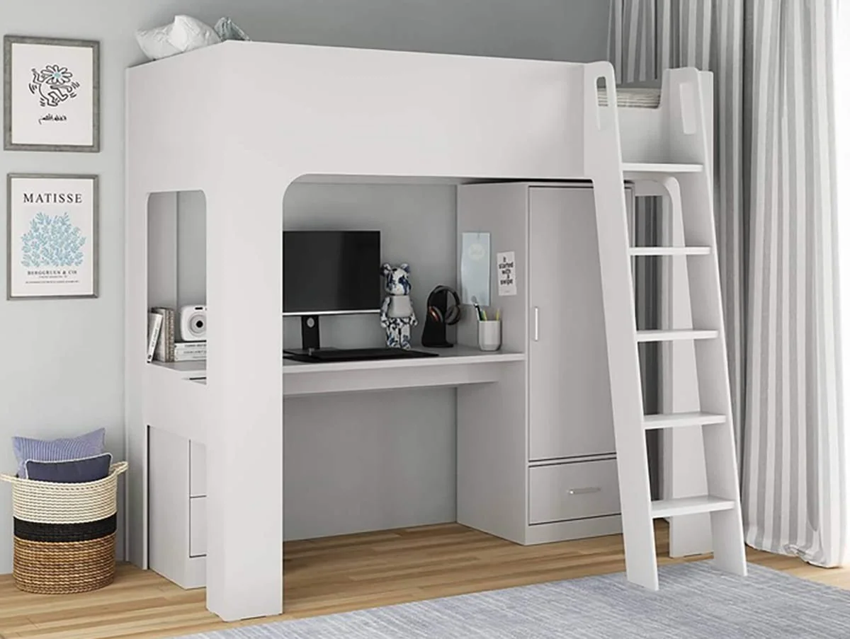 Flintshire Flintshire Eden Grey Wooden High Sleeper Bed