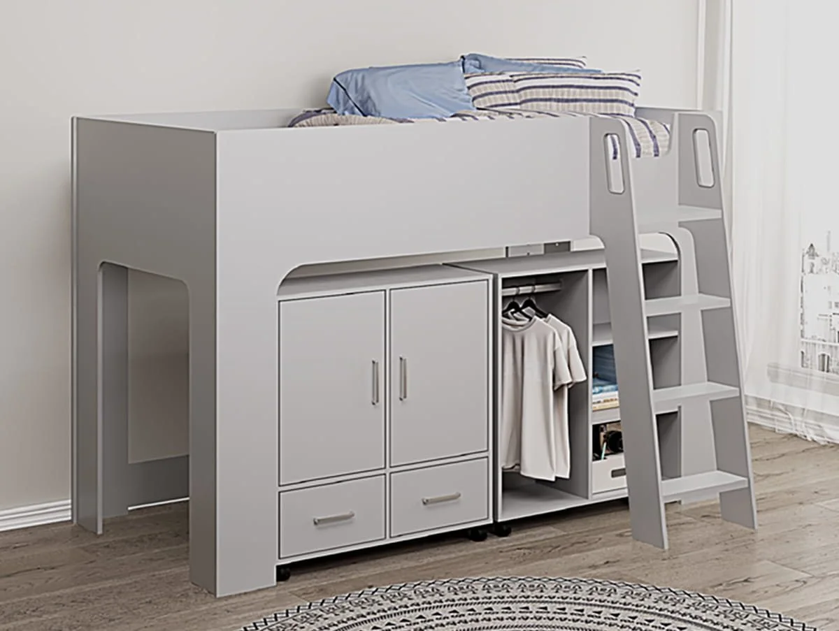 Flintshire Flintshire Eden Grey Wooden Mid Sleeper Bed