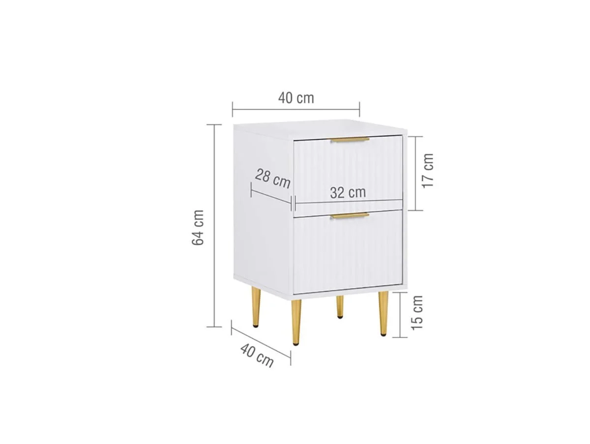 Birlea Birlea Zara White 2 Drawer Bedside Table