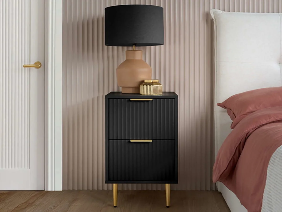 Birlea Birlea Zara Black 2 Drawer Bedside Table