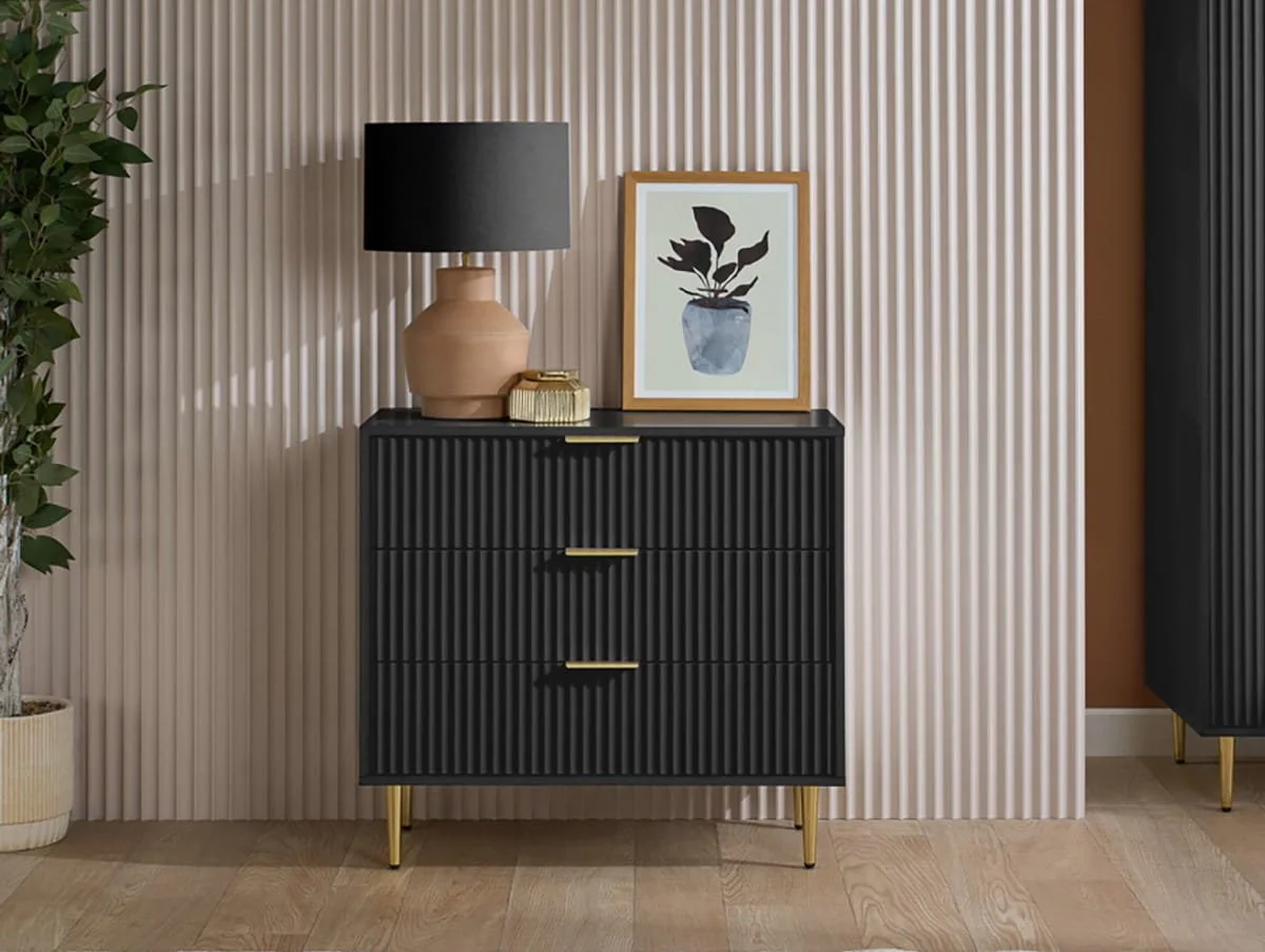 Birlea Birlea Zara Black 3 Drawer Chest of Drawers