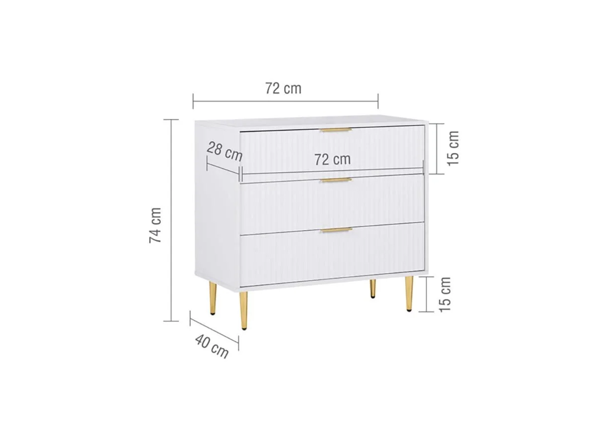 Birlea Birlea Zara White 3 Drawer Chest of Drawers