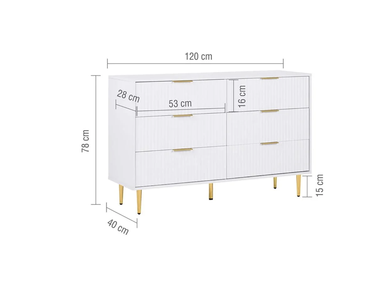 Birlea Birlea Zara White 6 Drawer Chest of Drawers