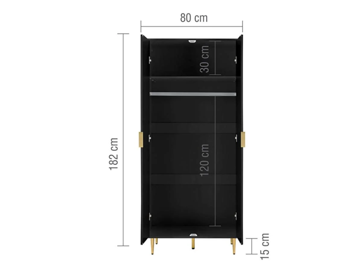 Birlea Birlea Zara Black 2 Door Double Wardrobe