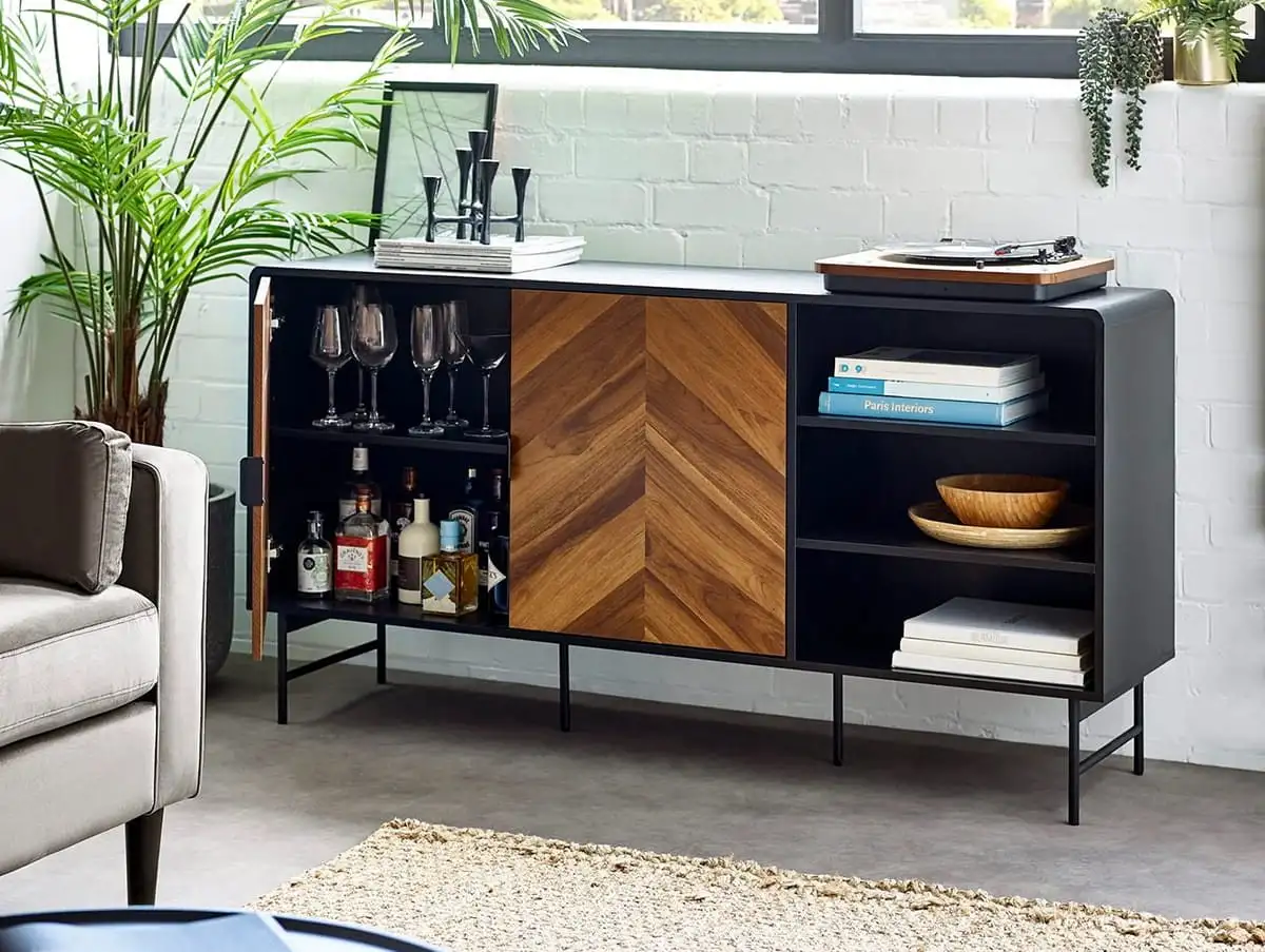 Julian Bowen Julian Bowen Alvin Black and Oak 2 Door Wooden Sideboard