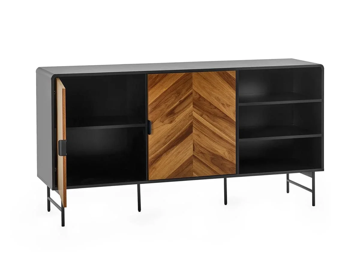 Julian Bowen Julian Bowen Alvin Black and Oak 2 Door Wooden Sideboard