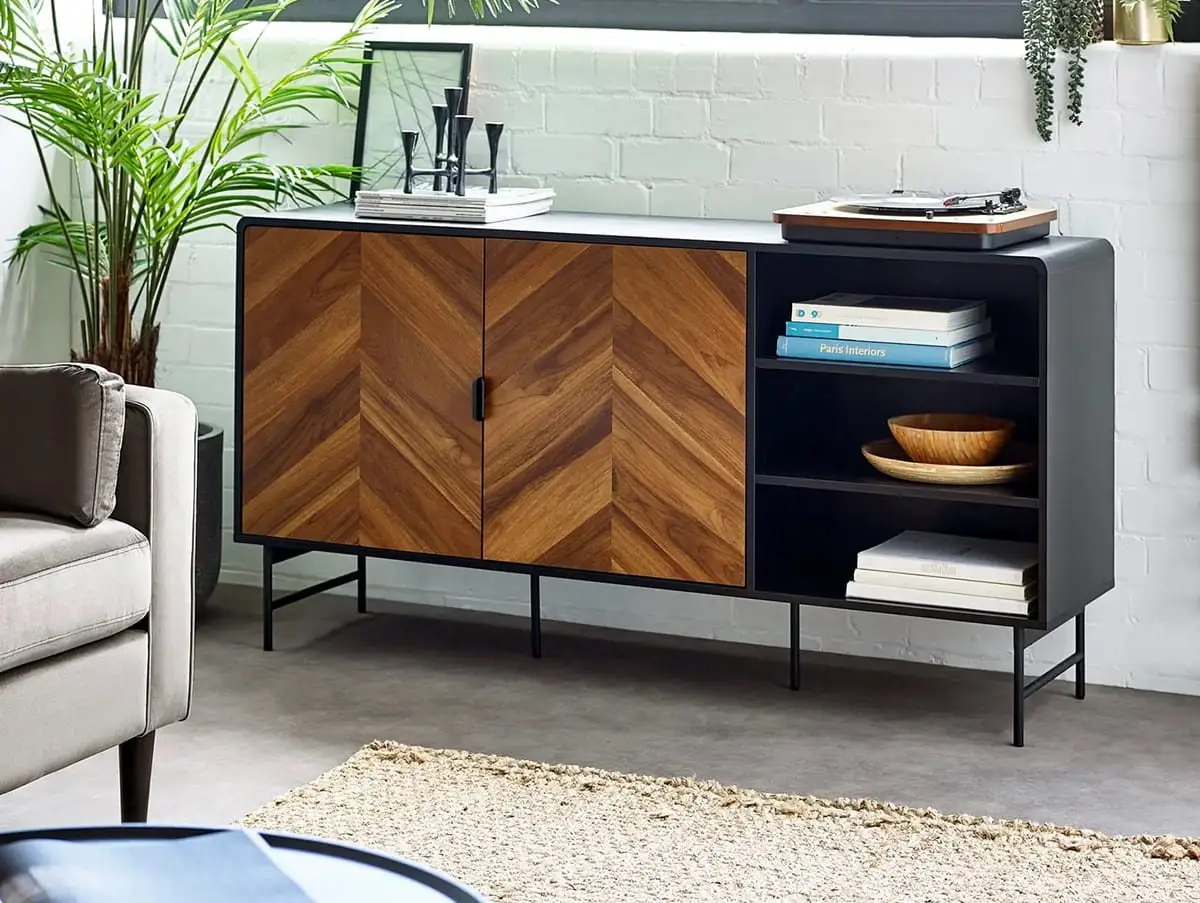 Julian Bowen Julian Bowen Alvin Black and Oak 2 Door Wooden Sideboard