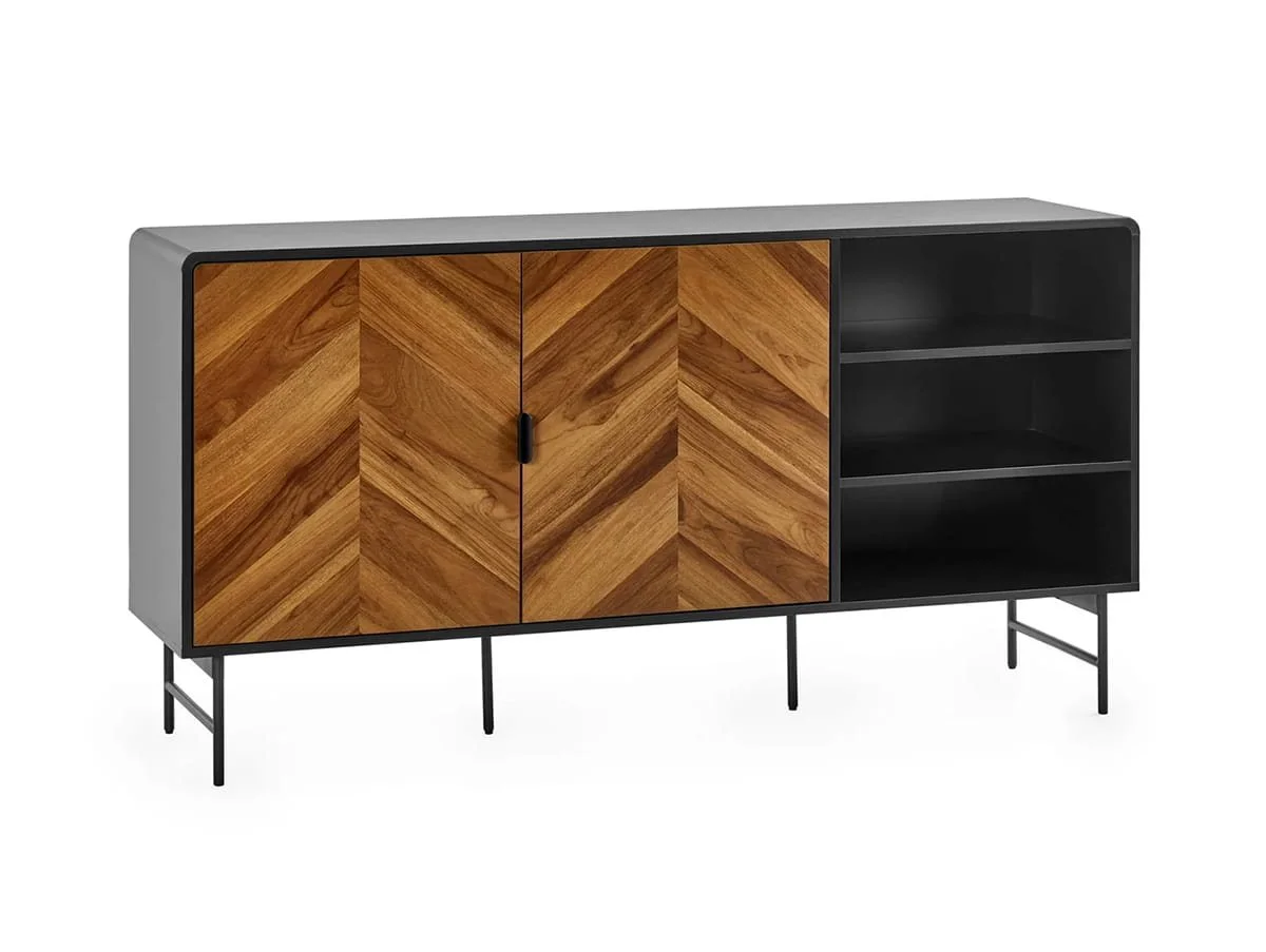Julian Bowen Julian Bowen Alvin Black and Oak 2 Door Wooden Sideboard