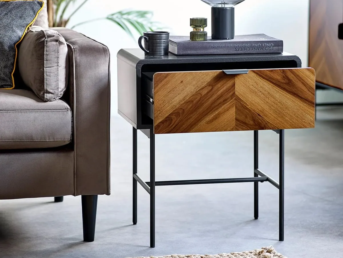Julian Bowen Julian Bowen Alvin Black and Oak 1 Drawer Lamp Table