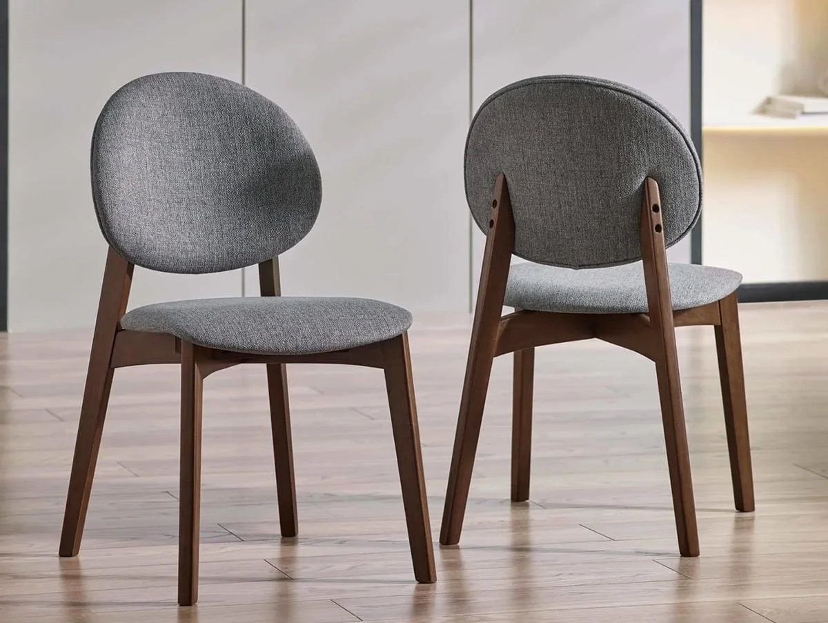 Julian Bowen Julian Bowen Artemis Walnut and Grey Fabric Set of 2 Dining Chairs
