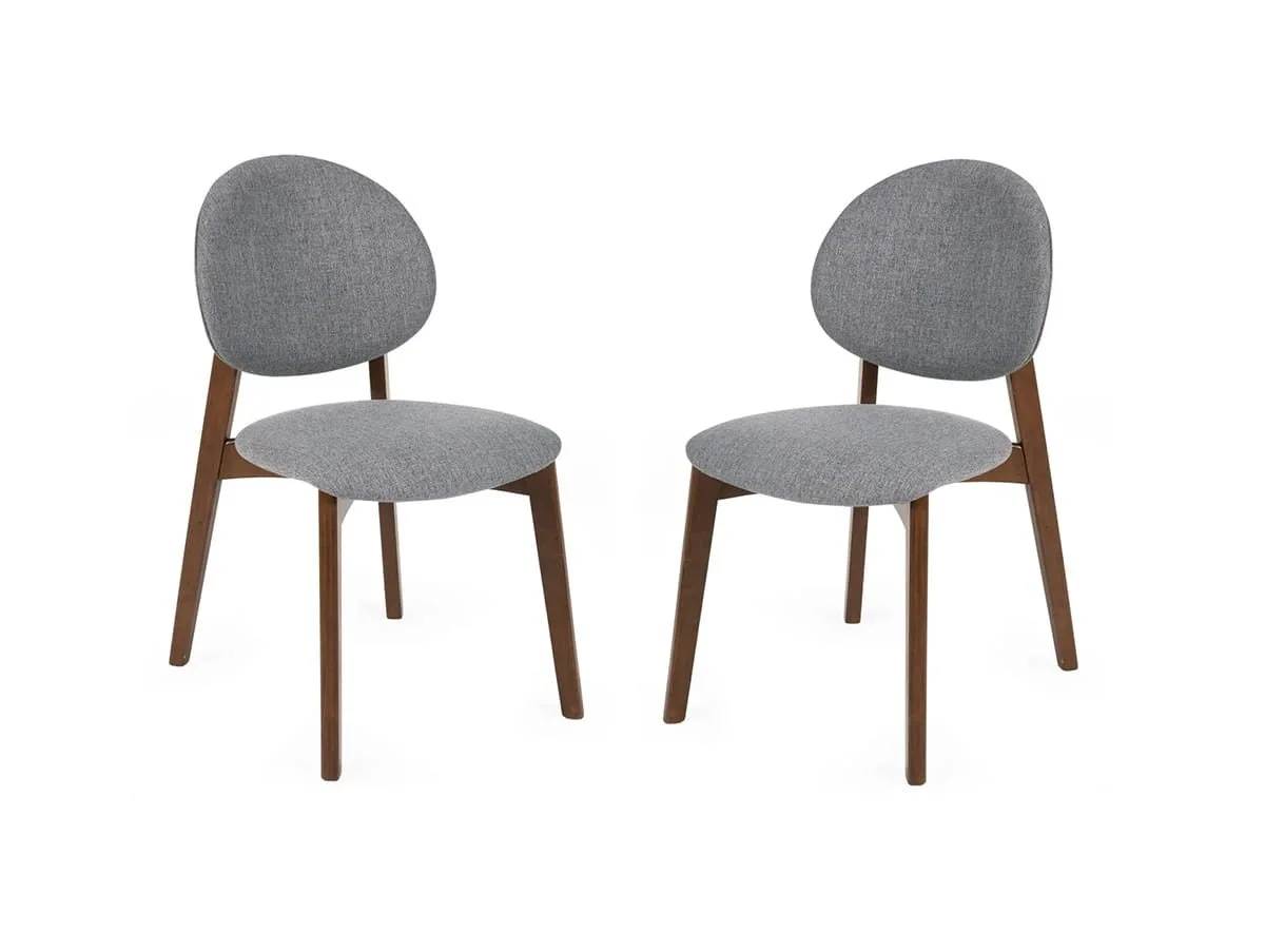 Julian Bowen Julian Bowen Artemis Walnut and Grey Fabric Set of 2 Dining Chairs