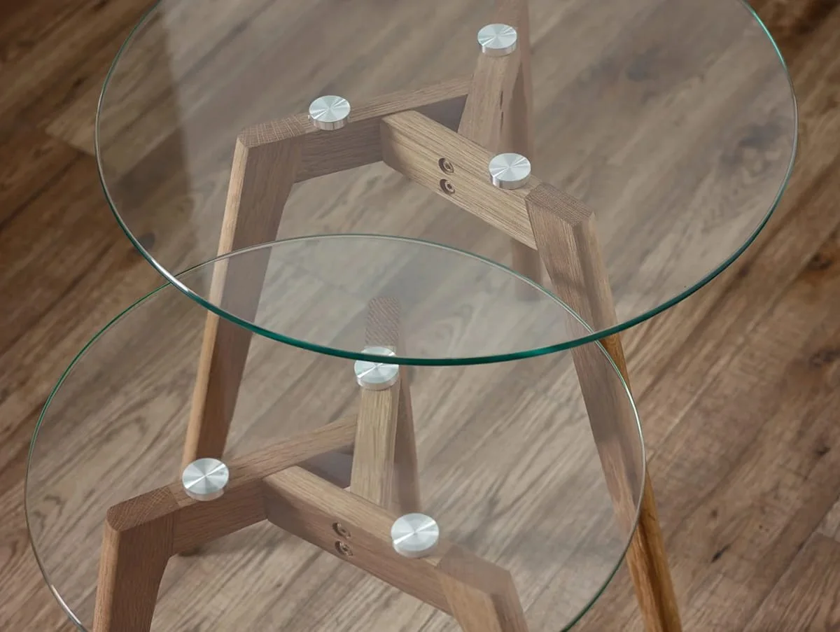 Julian Bowen Julian Bowen Bryant Light Oak Glass Nest of Tables