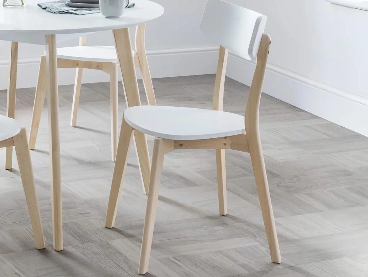 Julian Bowen Julian Bowen Casa White and Oak Wooden Set of 2 Dining Chairs